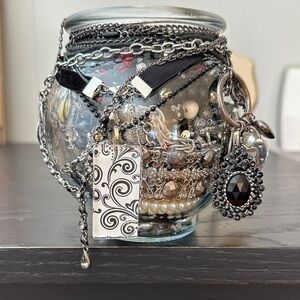 Elegant Silver and Black Jewelry Collection in Mystery Jar